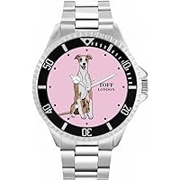 Beige Whippet Dog Mens Wrist Watch 42mm Case Custom Design