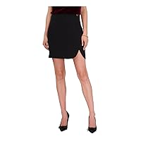 Vince Camuto Womens Black Lined Zippered Button Detail Slit Short Wear to Work A-Line Skirt 10