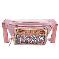 Fanny Pack Ita Bag Crossbody Kawaii Cute Pin Display Bag Messenger Japanese Transparent Clear Waist Bags (Pink)