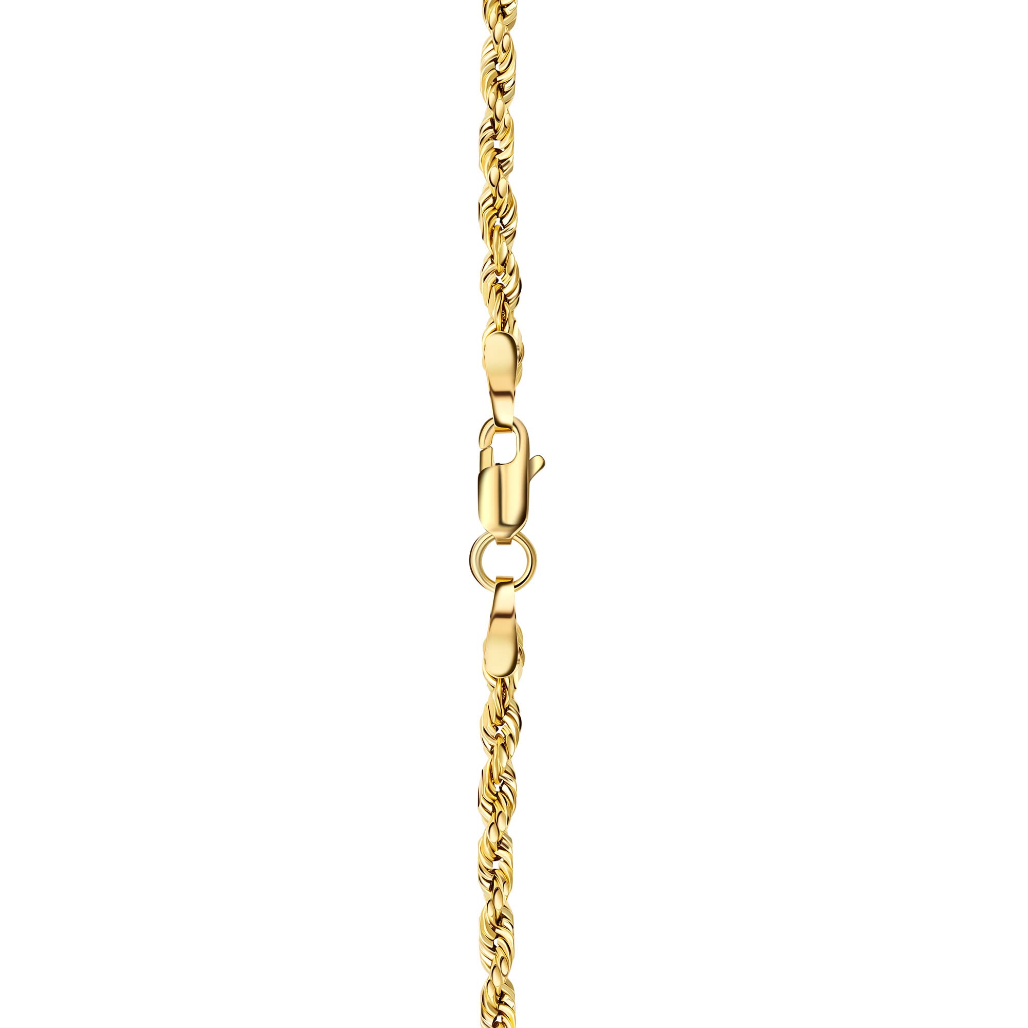 PORI JEWELERS 10K Yellow Gold 1.5MM,2MM,2.5MM,3MM,3.5,4MM,5MM,7MM, Diamond Cut Rope Chain Necklace Unisex Sizes 16