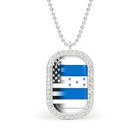 Black And White USA Honduras Flag Necklace Personalized Pendant Necklace Simulated Diamond Necklace Jewelry for Women Gift