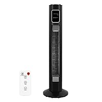 Antarctic Star Tower Fan Oscillating Fan Quiet Cooling Remote Control Powerful Standing 3 Speeds Wind Modes Bladeless Floor Fans Portable Bladeless Fan for Children Bedroom Home Office (Black, 35