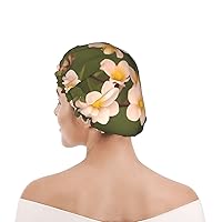 Double Shower Caps For Women Reusable Waterproof Hair Cap For Shower, Apricot Flowers Bath Caps For All Hair Lengths Elastic Band Stretch Hair Hat For Bathing Cleaning