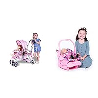 Joovy Toy Caboose Baby Doll Stroller Featuring Reclining Front Seat, Adjustable Footrest & Toy Car Seat Baby Doll Carrier Featuring Crash-Tested Latch System for Safety