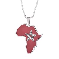 The Kingdom of Morocco Africa Map Flag Pendant Necklace Women Jewelry Le Royaume du Maroc National Flag