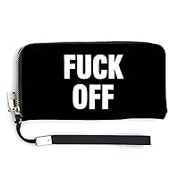 Fuck-Off Women's Travel Wristlet Wallet Long Purse Card Holder Handbag With Zipper