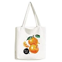 Tangerine Fruit Tasty Healthy Watercolor Tote Canvas Bag Shopping Satchel Casual Handbag