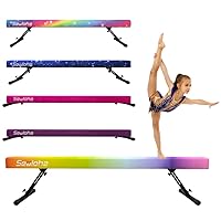 8ft Adjustable&Foldable Balance Beam,High-Low Floor Beam Suede Gymnastics Equipment,No Tool Require,Gymnastics Beam for Training,Physical Therapy and Professional HomeTraining