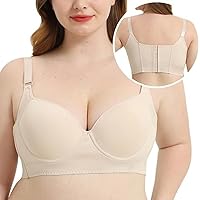 Lets Girl Women Deep Cup Bra Full Back,Sculpting Uplift Fashion Hides Fat Bra,Back Smoothing Push Up Bra Thick Straps