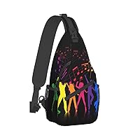 Dance With Music Print Crossbody Backpack Shoulder Bag Cross Chest Bag For Travel, Hiking Gym Tactical Use