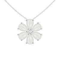 Natural Gemstone Flower Shaped Pendant for Women in Sterling Silver/14K Solid Gold/Platinum