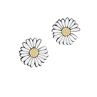2pcs Yellow Daisy Sunflower Flower Post Stud Earrings Stainless Steel Hypoallergenic Ear Piercing Jewelry for Girls Women