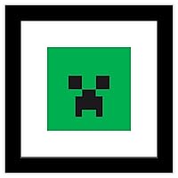 Gallery Pops Minecraft: Iconic Pixels - Mobs - Creeper Wall Art, Black Framed Version, 12'' x 12''