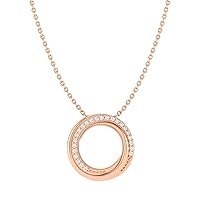 Certified 18K Gold Heart Pendant in Round Natural Diamond (0.1 ct) with White/Yellow/Rose Gold Chain Loving Necklace for Women