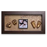 Momspresent Baby Hand Print and Foot Print Deluxe Casting kit with Brown Frame2 Gold