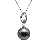 AAA Tahitian Black Pearl Necklace 925 Sterling Silver Seawater Cultured Pearl Pendant