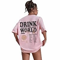 Drink Around The World T-Shirt World Tour Round Neck Shirt Holiday Shirts