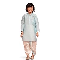 CREATIVE DONS Traditional Ethnic Wear Kids Solid Silk Blend Dhoti Kurta Set For Boys