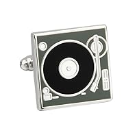 Turntable Record Player DJ Music Pair of Cufflinks in a Presentation Gift Box & Polishing Cloth