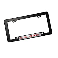 Black License Plate Tag Frame with 5.7L 345ci RED on Silver Highly Polished Real Aluminum Emblem
