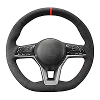 Suede Hand-Sewing Black Car Steering Wheel Cover, for Nissan X-Trail Qashqai Rogue (Sport) 2017-2019
