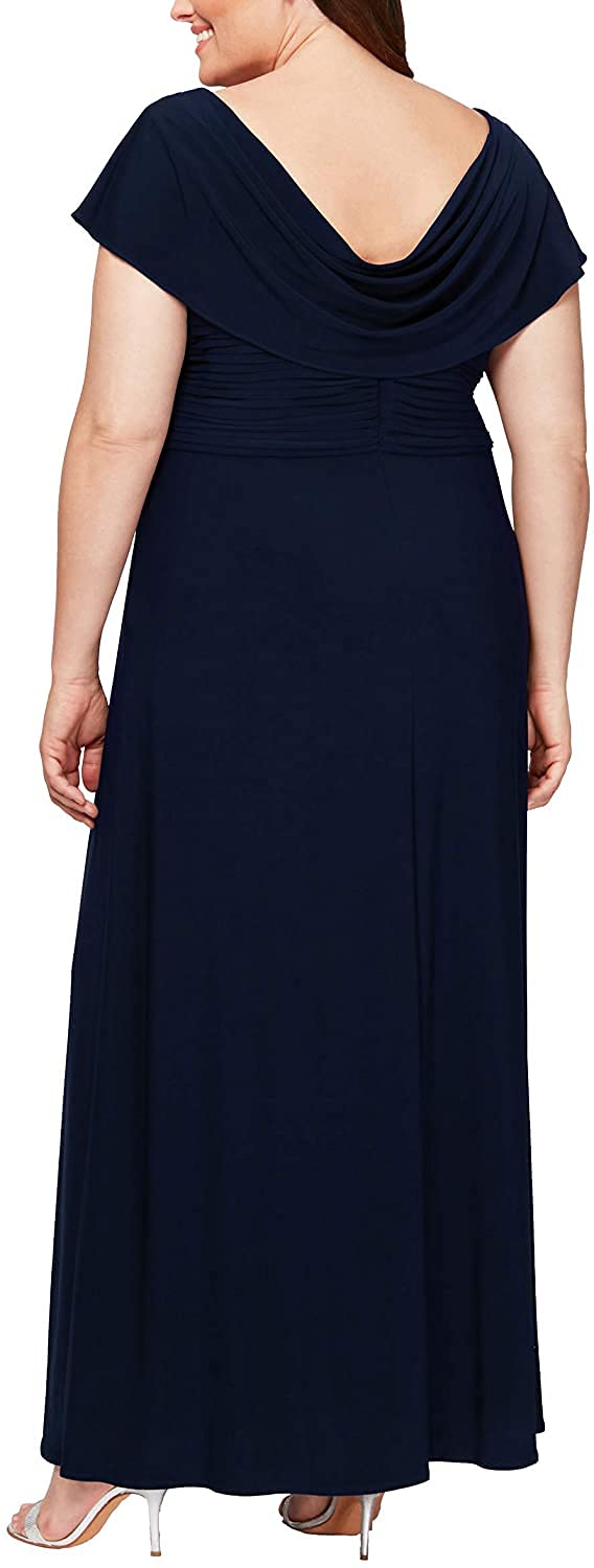 Alex Evenings Women's Long Cowl Neck A-line Dress