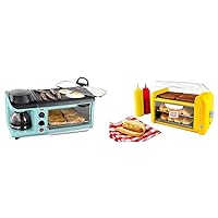 Nostalgia 3-in-1 Breakfast Station - Includes Coffee Maker & Oscar Mayer Extra Large 8 Hot Dog Roller & Bun Toaster Oven, Stainless Steel Grill Rollers, Non-stick Warming Racks, Perfect for Dogs