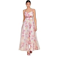 Women's Dresses Floral Print Mesh Overlay Cami Dress - Boho Style, Sleeveless, High Waist, Maxi Length Dress for Women