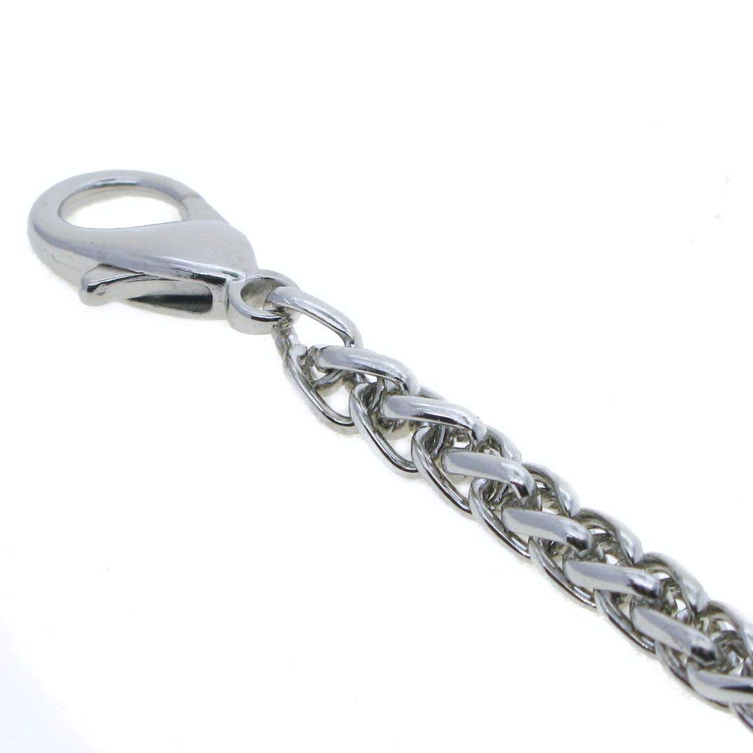 Albert Chain Silver Color Pocket Watch Chains for Men Heavy Wheat Spiga Rope Chain with T Bar AC107