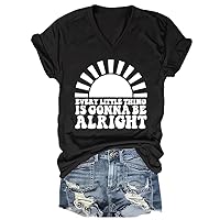 Every Little Thing is Gonna Be Alright Shirt Retro Hippie Peace Sign Shirt Mental Health Gifts Tshirts for Women
