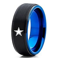 Blue Tungsten Wedding Band,Football Inspired Ring,Blue Wedding Ring,Black Tungsten Ring,Galaxy Star Tungsten Ring,Anniversary