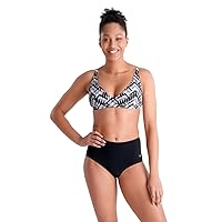 ARENA Bodylift Women's Emma B-Cup Bikini Two-Piece Shaping Swimsuit Set Tummy Control Bathing Suit, Black Multi/Black