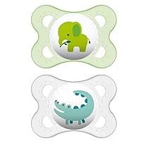 MAM Pacifiers, Baby Pacifier 0-6 Months, Best Pacifier for Breastfed Babies, ‘Animal' Design Collection, Unisex, 2-Count