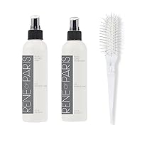Hair Spray 8oz + Revive Leave-in Conditioning Spray 8oz + Foldable Wire Cushion Hair and Wig Brush - White Bundle