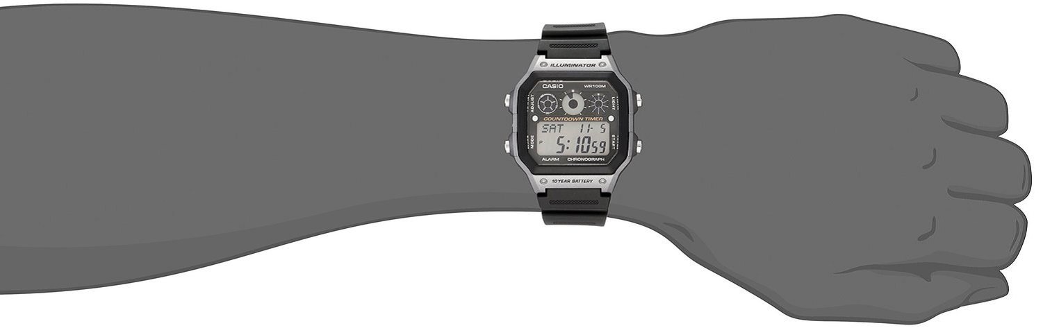 Casio Men's AE-1300WH-8AVCF Illuminator Digital Display Quartz Black Watch