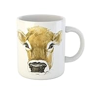 Coffee Mug Cartoon Cow Watercolor Cute Drawing Face Farm Milk Milkmaid 11 Oz Ceramic Tea Cup Mugs Best Gift Or Souvenir For Family Friends Coworkers