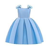Kids Toddler Baby Girls Spring Summer Solid Cosplay Ruffle Short Sleeve Bow Tie Princess Dress Princess Tulle