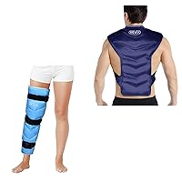 REVIX Large Ice Pack for Injuries Reusable Gel Ice Wrap for Leg and Reusable Gel Cold Pack for Full Back Swelling, Bruises & Sprains and Injury Recovery