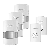 Wireless Doorbell, 1300ft Range, Stable Signal, 60 Chime, 4 Volume, Identify Different Doors, Waterproof, 3 Plugin Receiver+2 Battery-power Transmitter, Bright LED Flash, Easy to Install, Silver