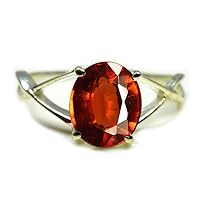 Choose Your Color Oval Natural Gemstone Sterling Silver Ring for Women & Girls Handmade Size 5-12