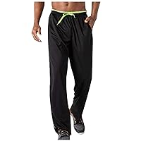 Mens Mesh Trousers Lightweight Open Bottom Jogging Sweatpants for Men Elastic Waist Drawstring Workout Pants with Zip Pockets