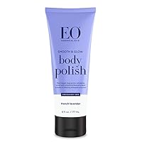 EO Smooth and Glow Body Polish, 6 Ounce (Pack of 1), French Lavender, Organic Plant-Based Dual Action Exfoliating Scrub