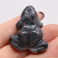 1.5 inch Natural Crystal Frog Statue Sculpture Hand Carved Healing Stone Figurines Gemstone Crystal Animal Figurines for Home Office Decor Collectible, Black Flash