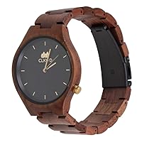 Clockwood Women's and Men's Wooden Watch Heinz Walnut | 40 mm | Handmade | Vegan | Movement by Swiss Manufacturer Ronda, Walnut brown