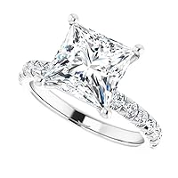 14k White Gold Solitaire 3 CT Princess Twisted Band Moissanite Engagement Ring