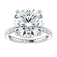 Shree Diamond 10 CT Round Cut Colorless Moissanite Engagement Ring Wedding Band Gold Silver Solitaire Ring Halo Ring Vintage Antique Anniversary Promise Bridal Ring