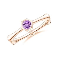 Amethyst Round 4.00mm Hexagonal Shank Promise Ring | Sterling Silver 925 | For Woman's And Girls Collection | This promise ring is the perfect way to show someone how much you care.