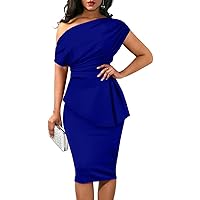 HipGlamp Women Elegant 2024 Sexy Off Shoulder Ruched Wedding Guest Bodycon Party Dresses