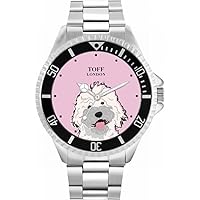 White Labradoodle Head Dog Mens Wrist Watch 42mm Case Custom Design