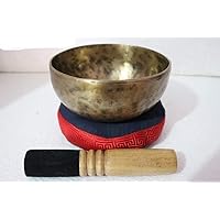 Solar Plexus Chakra E Note Auntic Hand Hammered Tibetan Meditation Singing Bowl 7 Inches - Yoga Old Bowl By Singing Nepal